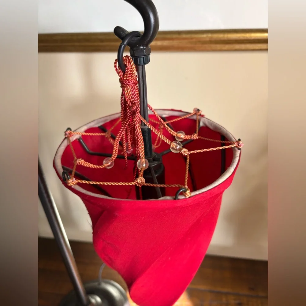 Sale🔥🔥🔥Pottery Barn Medina Moroccan Style Table Lamp With Maroon Fabric Shade - Picture 7 of 10